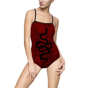 Goth Swimsuit, snake swimsuit, womens grunge swimwear, y2k clothing, womens summer clothing image 1