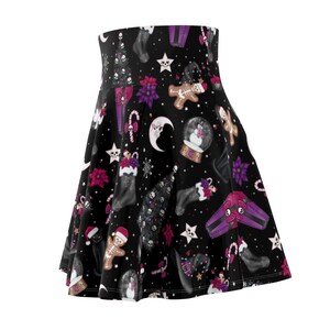 Goth Christmas Skater Skirt, alternative holiday clothes, pastel goth christmas skirt, grunge holiday wear image 4