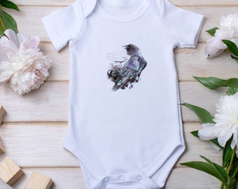 Poe Raven Baby Bodysuit, gothic baby shirt, edgar allen poe raven baby shirt