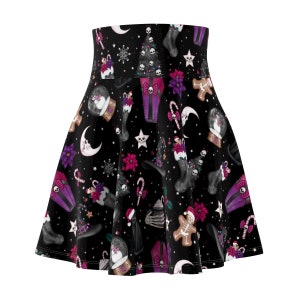 Goth Christmas Skater Skirt, alternative holiday clothes, pastel goth christmas skirt, grunge holiday wear image 2