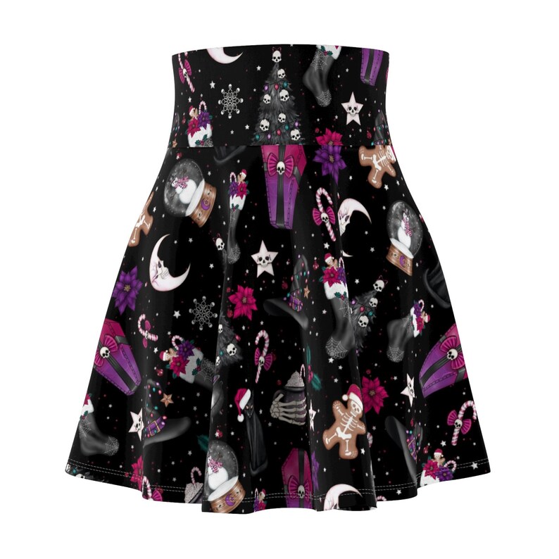 Goth Christmas Skater Skirt, alternative holiday clothes, pastel goth christmas skirt, grunge holiday wear image 2