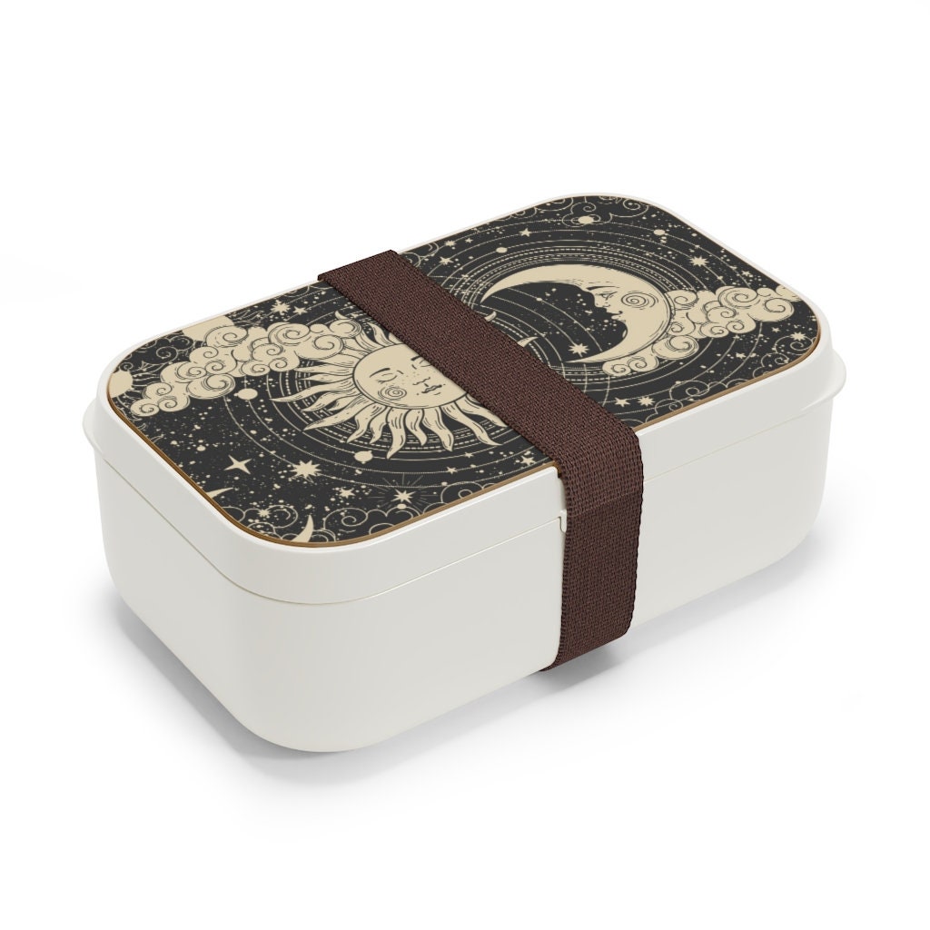 Sun, Moon and Stars Bento Lunch Box with Utensils, microwave safe, bpa free lunch box for adults, teens, or kids