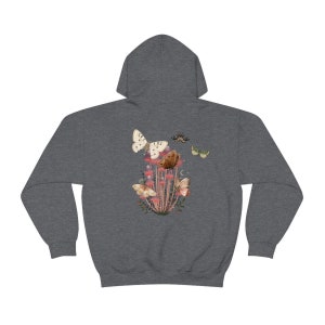 Moth Hoodie, Mushroom Hoodie, Cottagecore, goblincore hoodie, goth moth sweatshirt, cottage core hoodie, dark academia, mystical shirt image 6