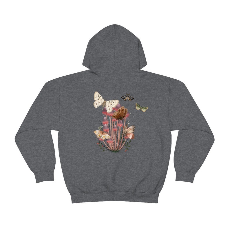 Moth Hoodie, Mushroom Hoodie, Cottagecore, goblincore hoodie, goth moth sweatshirt, cottage core hoodie, dark academia, mystical shirt image 6
