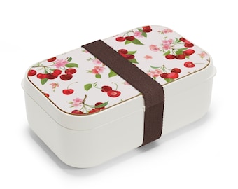Bento box for adults - Cherry Design Bento Lunch Box with Utensils - adult teen kid lunch box microwave safe BPA free