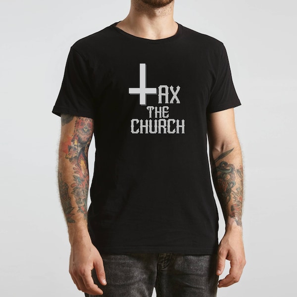 Tax the church tshirt, inverted cross, anti religion shirt, atheist agnostic secular progressive politics, Unisex Ultra Cotton Tee