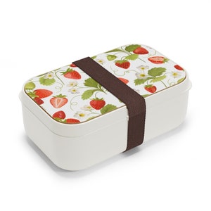 Strawberry Design Bento Box - adult lunch box - eco friendly food tote bento box for adults teens kids microwave safe BPA free