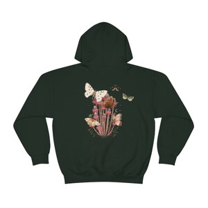 Moth Hoodie, Mushroom Hoodie, Cottagecore, goblincore hoodie, goth moth sweatshirt, cottage core hoodie, dark academia, mystical shirt image 5