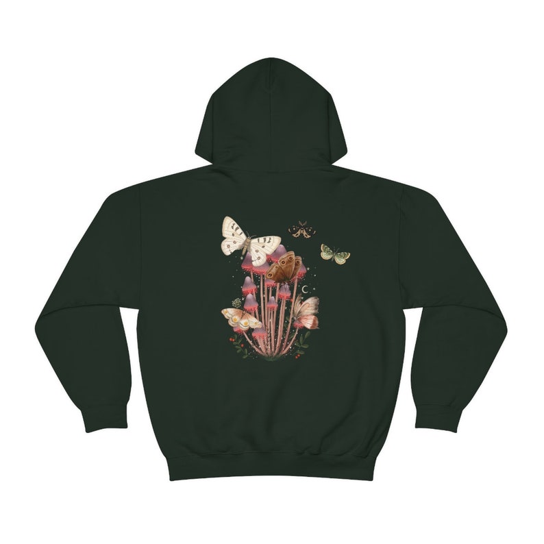 Moth Hoodie, Mushroom Hoodie, Cottagecore, goblincore hoodie, goth moth sweatshirt, cottage core hoodie, dark academia, mystical shirt image 5