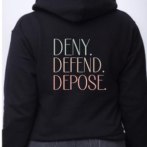 Deny defend depose Unisex Heavy Blend™ hoodie, Anticapitalist leftist progressive, universal healthcare, eat the richHooded Sweatshirt