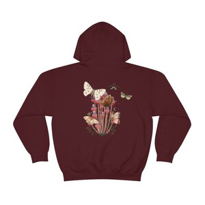 Moth Hoodie, Mushroom Hoodie, Cottagecore, goblincore hoodie, goth moth sweatshirt, cottage core hoodie, dark academia, mystical shirt image 7