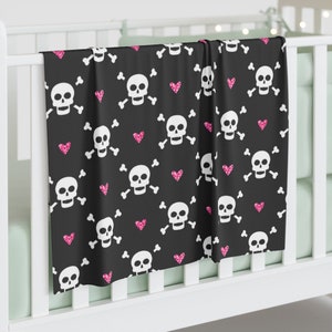 Goth Baby Skull Baby Swaddle Blanket, gothic baby blanket, alternative baby blanket, goth baby nursery