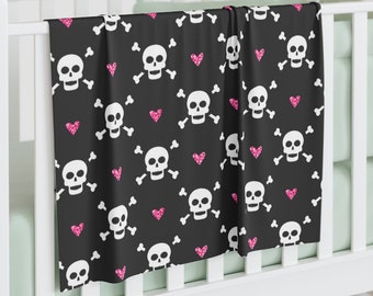 Goth Baby Skull Baby Swaddle Blanket, gothic baby blanket, alternative baby blanket, goth baby nursery