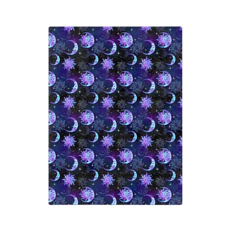 Sun moon stars Celestial Blanket, witchy aesthetic, gift for her, super soft throw, Velveteen Minky Blanket image 3