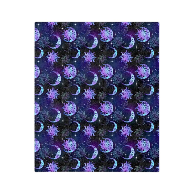 Sun moon stars Celestial Blanket, witchy aesthetic, gift for her, super soft throw, Velveteen Minky Blanket image 10