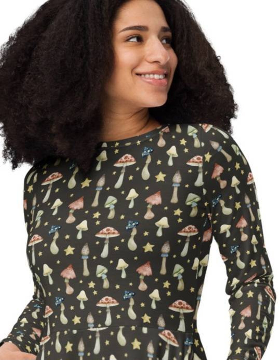 Loose Fit Midi Dress With Mushroom Edging main image 0