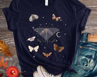 Moth shirt, cottagecore shirt gothic moth dark academia shirt, witchy aesthetic, mystical shirt, occult