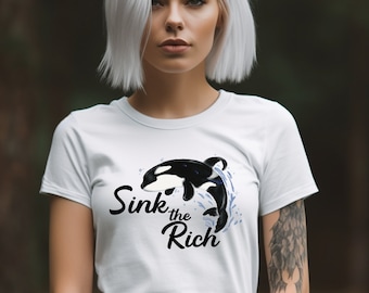 Afundar os ricos, o capitalismo mata, banir bilionários, camiseta coma os ricos, pessoas com mais lucro, política progressista de esquerda, camisa do socialismo