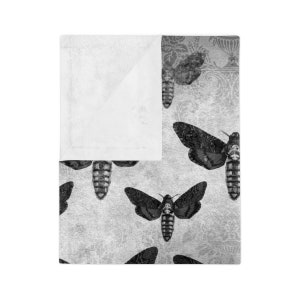 Grunge Gothic Moth Baby Velveteen Minky Blanket, goth baby accessories, dark cottagecore baby, goblincore toddler blanket