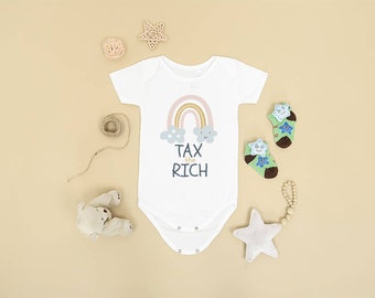 Tax the Rich Baby Short Sleeve Onesie® anti-capitalist baby - leftist baby - progressive baby shirt