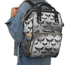 Gothic Grunge Babytasche, Goth Baby Accessoires, Goth Motte Multifunktional Windel Rucksack