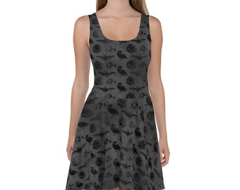 Goth Skater Dress, alt clothing for women, goth grunge skater dress, witchy dress