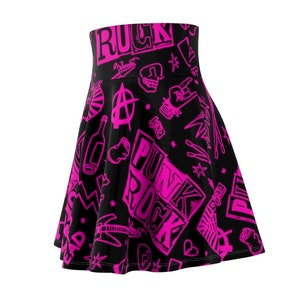 Rosa och svart punk y2k skaterkjol för kvinnor, emokläder, grunge, 90-tal, cyber y2k-estetik, 90-talskläder bild 6