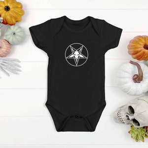 Baphomet Baby Bodysuit, goth baby clothes, alt baby clothes, wiccan baby, satanic baby shirt