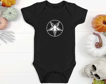 Baphomet Baby Bodysuit, vestiti per bambini goth, vestiti per bambini alt, wiccan baby, camicia satanica per bambini