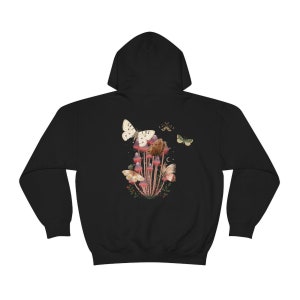 Moth Hoodie, Mushroom Hoodie, Cottagecore, goblincore hoodie, goth moth sweatshirt, cottage core hoodie, dark academia, mystical shirt image 4