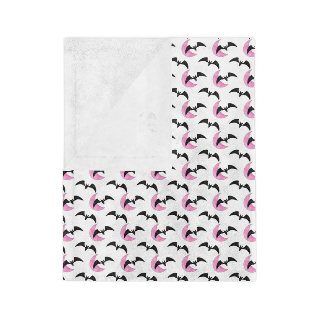 Goth Bat Baby Blanket, Gothic Baby Accessories, Bat and Moon Velveteen