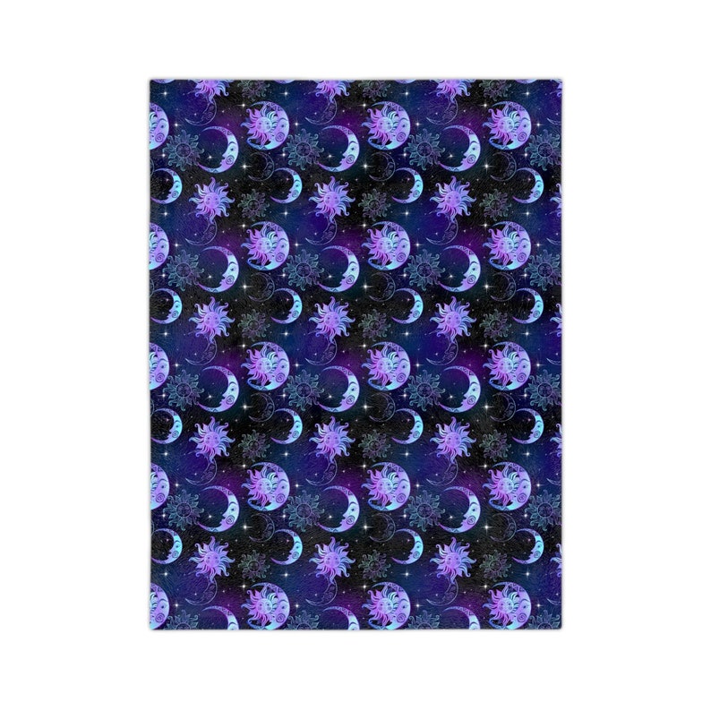 Sun moon stars Celestial Blanket, witchy aesthetic, gift for her, super soft throw, Velveteen Minky Blanket image 8