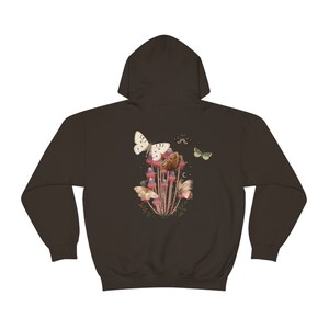 Moth Hoodie, Mushroom Hoodie, Cottagecore, goblincore hoodie, goth moth sweatshirt, cottage core hoodie, dark academia, mystical shirt image 3