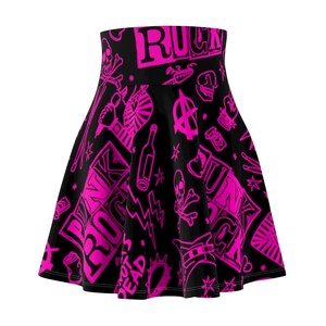 Rosa och svart punk y2k skaterkjol för kvinnor, emokläder, grunge, 90-tal, cyber y2k-estetik, 90-talskläder bild 7