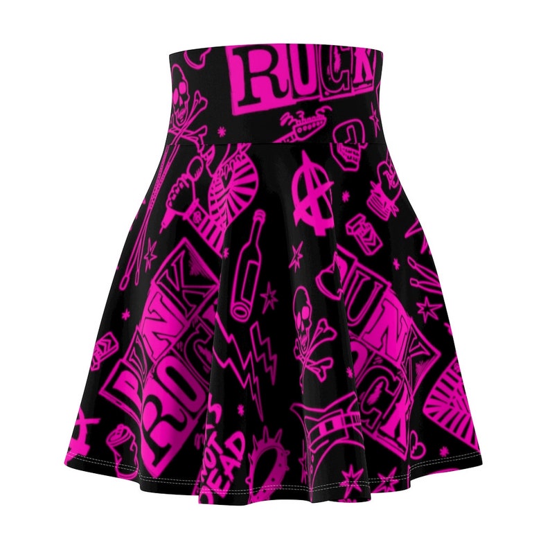 Rosa och svart punk y2k skaterkjol för kvinnor, emokläder, grunge, 90-tal, cyber y2k-estetik, 90-talskläder bild 7