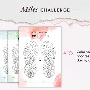 100 MILES CHALLENGE Running Tracker, Walking Tracker Printable, Habit ...