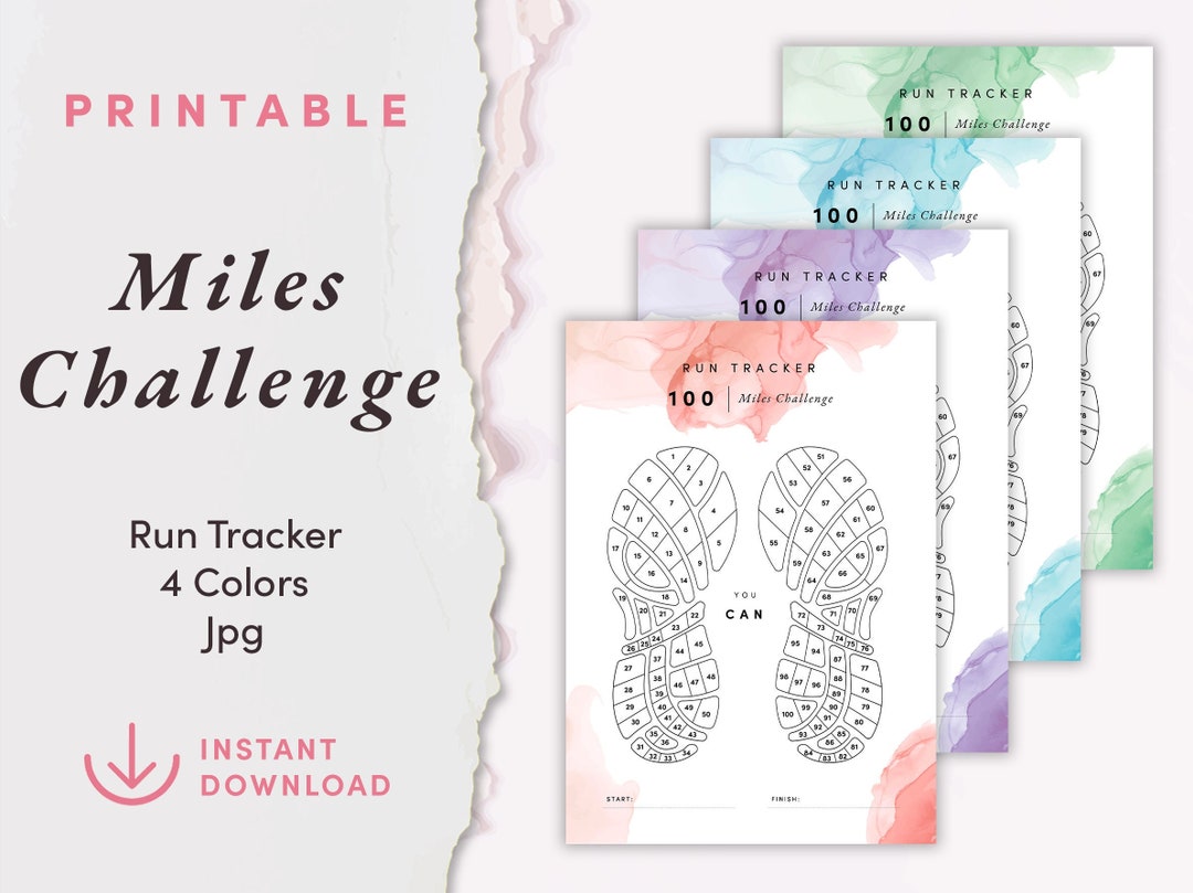 100 MILES CHALLENGE Running Tracker, Walking Tracker Printable, Habit ...