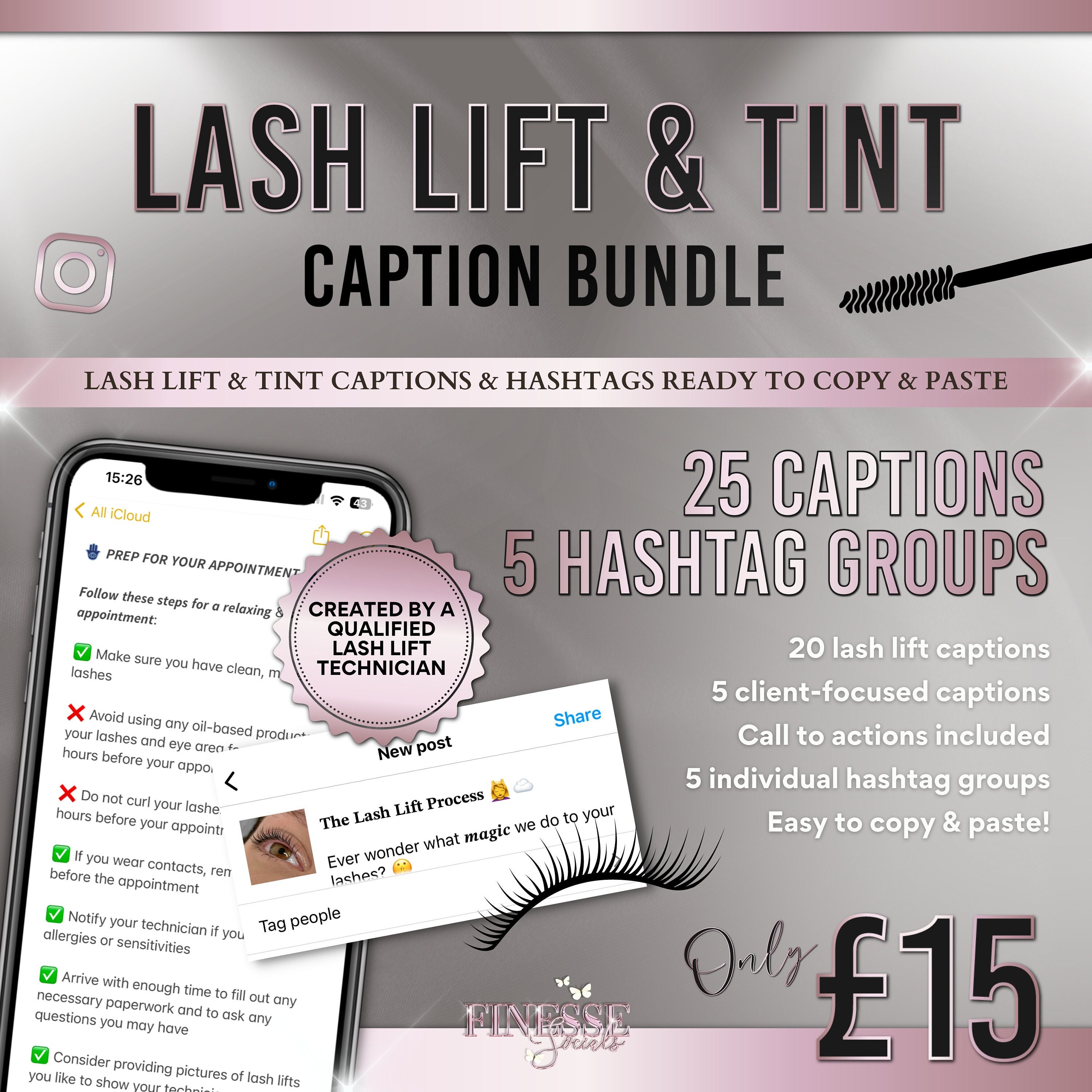 Lash Lift & Tint Caption Bundle for Instagram 25 Captions Etsy