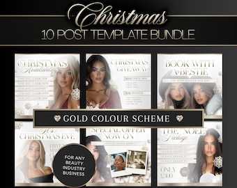 10 GOLD Christmas Instagram Feed Posts | For Beauty/Aesthetics Industry | Fully Editable Canva Posts | Premade