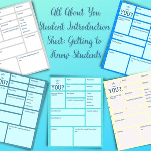 All About Me Student Introduction Sheet | Beginning of School Year | Teacher Gets to Know Students | GTKY | Getting to Know You Worksheet