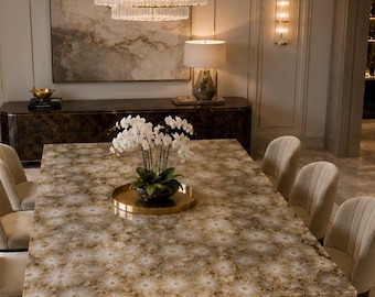 Luxury Agate Dining Table, Modern Statement Gemstone Dining Room Table, Custom Luxury Furniture, Designer Rectangular Coffee Tabletop |