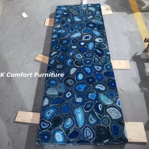 Blue Agate Table Top / Dining Table / Console Table / Agate Coffee Table for Cafe / Agate Stone Table Home Interior Decor