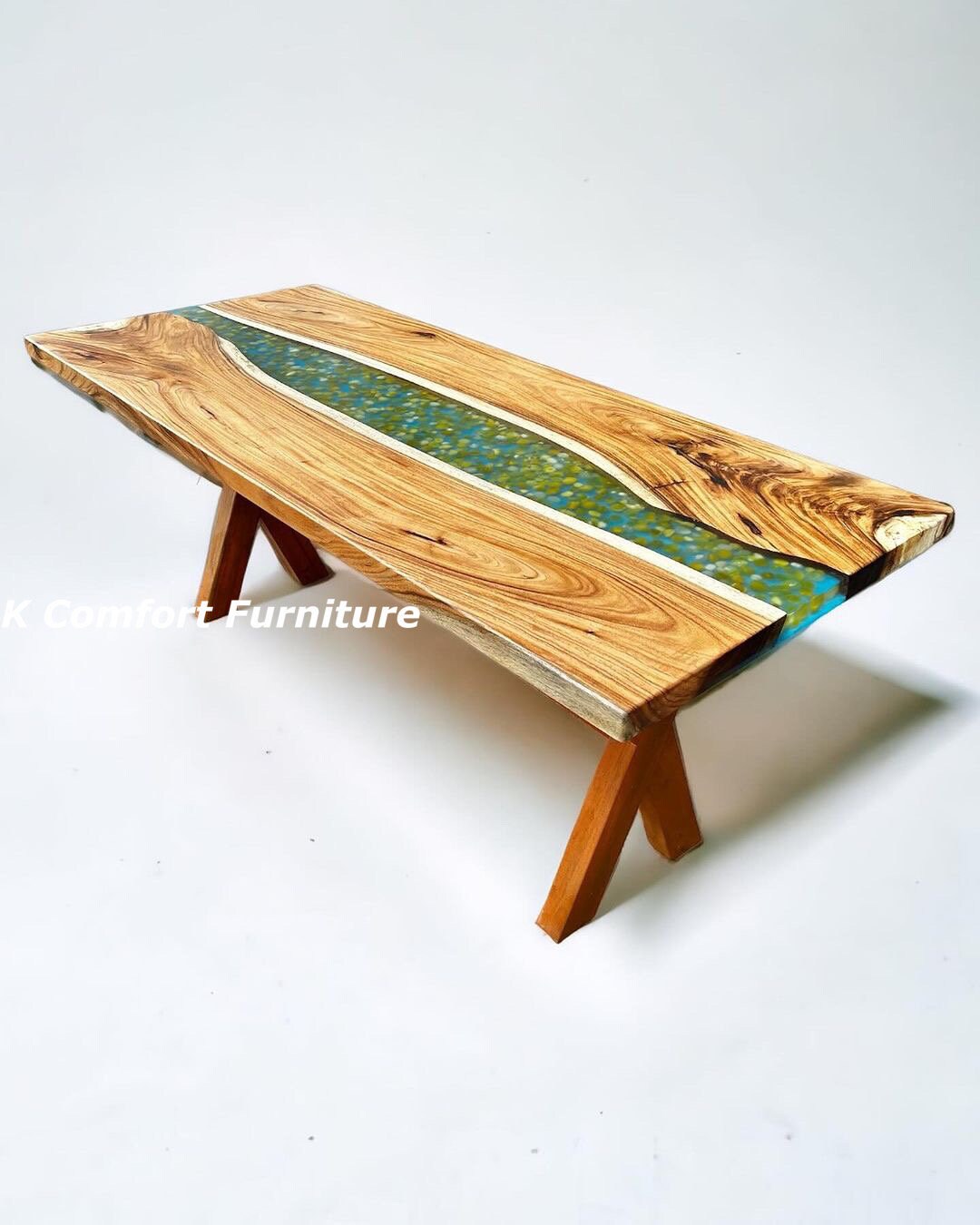 Acacia Wood Ocean Epoxy Table, Live Edge Resin River, Natural Design - Etsy