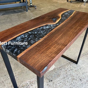 Black swirl  Epoxy Table/ Live Edge Table /Wooden Table/ Epoxy River Table/ Natural Wood /Dining table/ Walnut Table/ Black Dining table Top