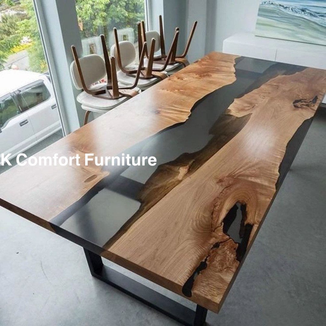 Buy Transparent Black Epoxy Table, Live Edge Table Epoxy Ocean River  Natural Wood Epoxy Dining Table, Wood Epoxy Table, Black Resin Table  Online