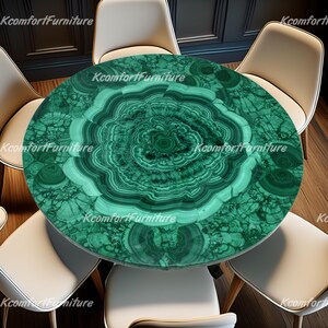 Malachiet willekeurig inlegwerk tafelblad, luxe stenen eettafel, tafelblad smaragdhars, modern statement meubilair eetkamer decor tafelblad