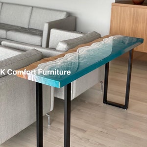Ocean waves epoxy Table, Live Edge Table, Sea Ocean Table, Natural Wood table ,Dining table,Wood Epoxy Table, Beach Epoxy table ,Resin Top