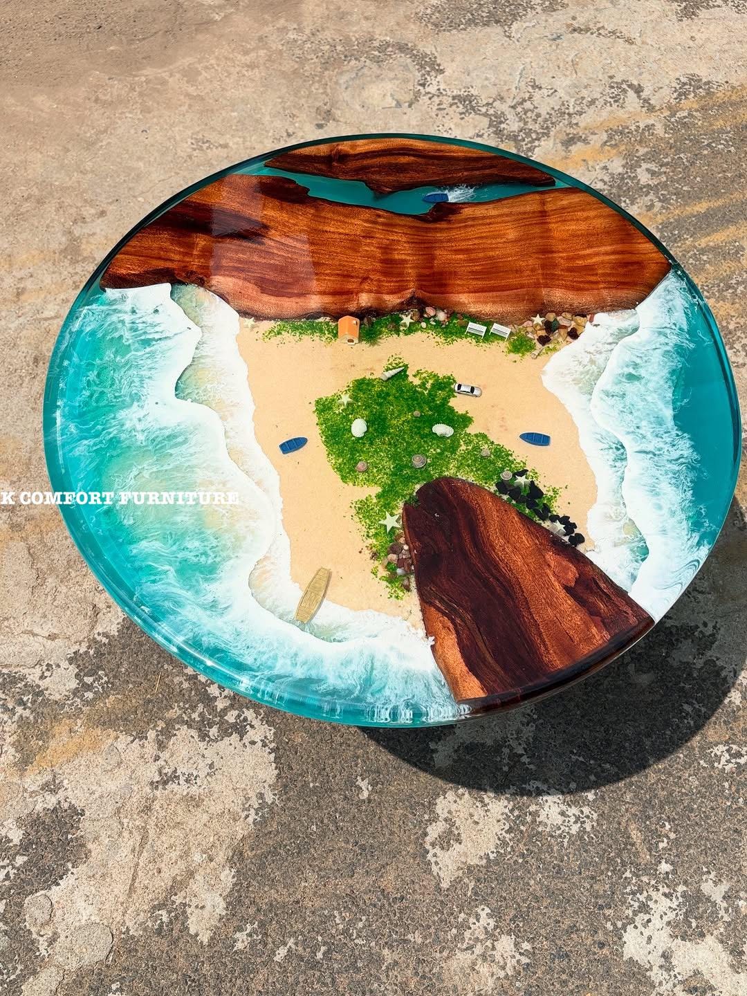 Acacia Wood Ocean Epoxy Table, Live Edge Coffee Table - Etsy