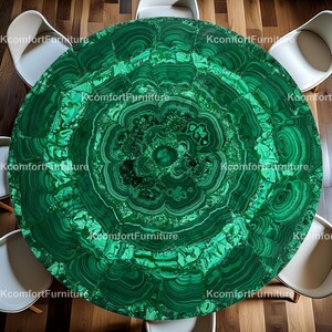 Luxury Round Random work inlay Malachite Inlay Table Top – Handmade Green Stone Dining Table – Statement Marble Art Decor Dining Tabletop |
