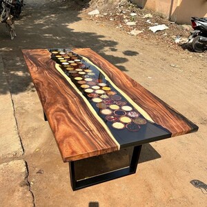 Spices Dry Fruits Resintable / Live Edge Wooden Table/ Acacia Wood ...